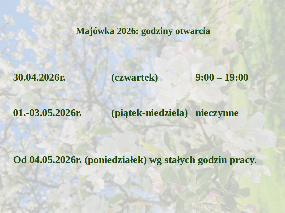 Majówka 2026 – godziny otwarcia