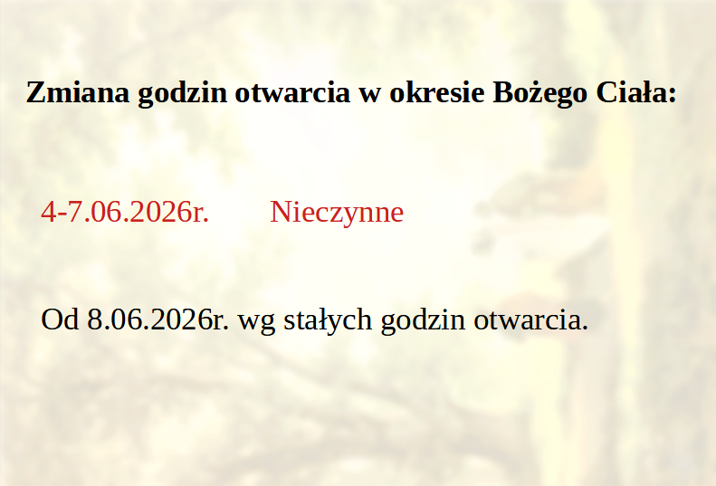 Zmiana godzin otwarcia w okresie Bożego Ciała